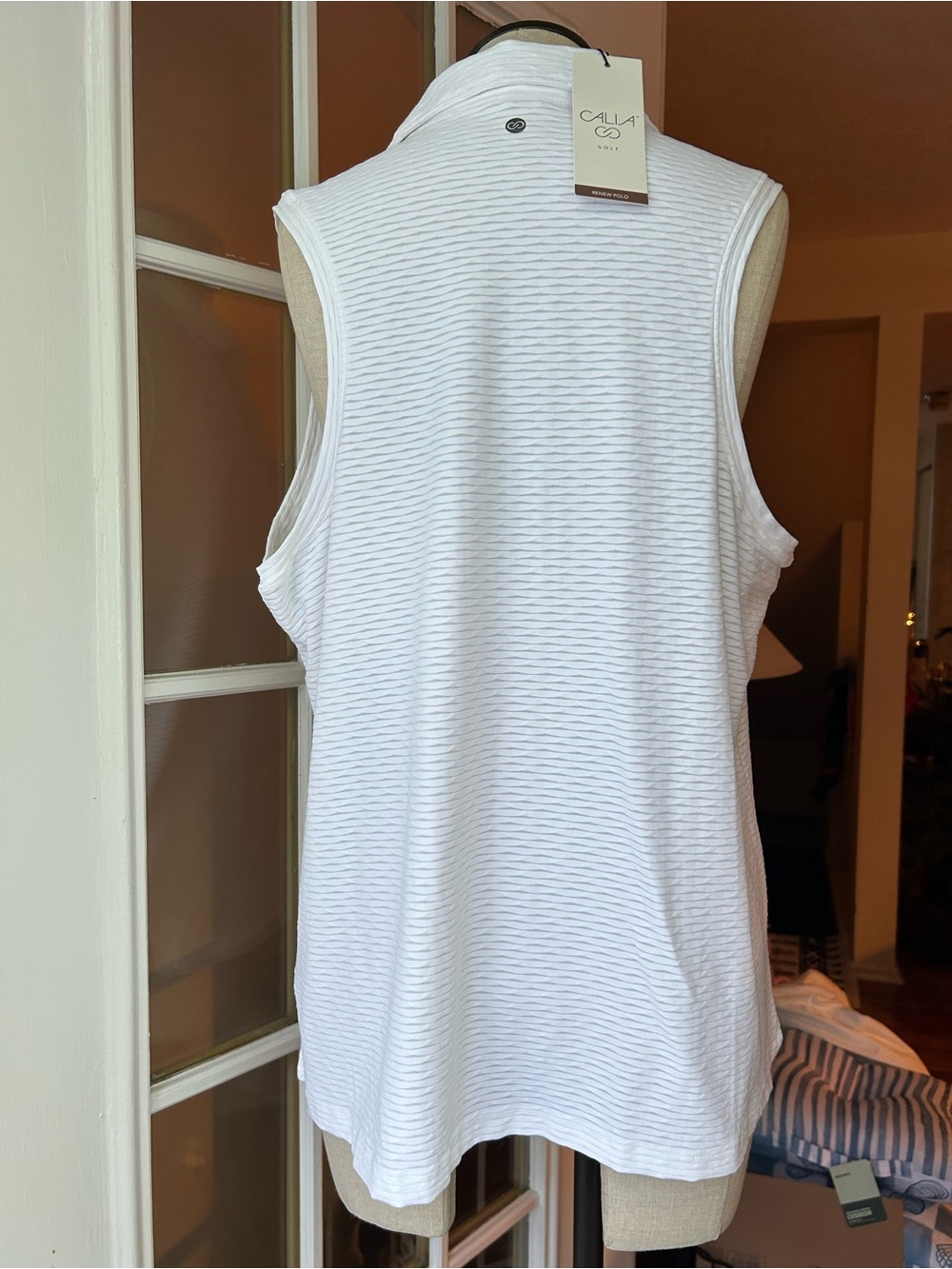Calia golf white renew sleeveless Polo Top - Classic Collared Knit. XXL - Picture 8 of 16